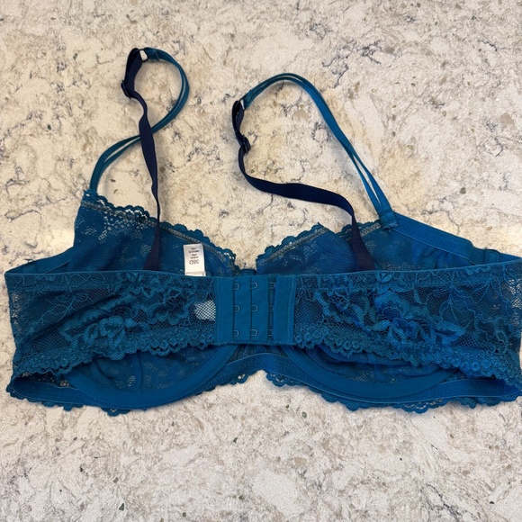 Women's Gilligan & O'Malley 38D  aqua blue lace sheer bra - Picture 8 of 14